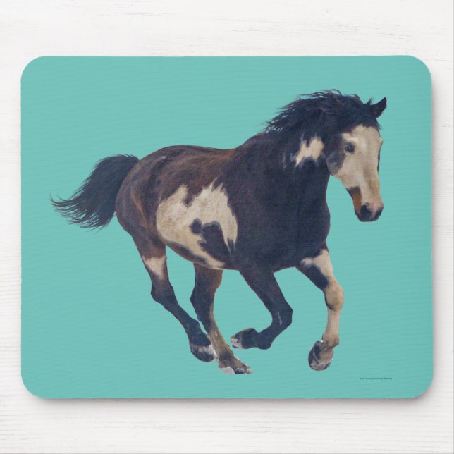Tapis De Souris Cheval américain galopant sauvage de peinture de (Devant)