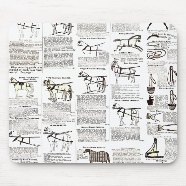 Tapis De Souris Cheval Antique Publicité Journal Art (Devant)