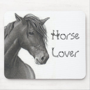 TAPIS DE SOURIS CHEVAL AU CRAYON : RÉALISME : AMANTS DE CHEVAL