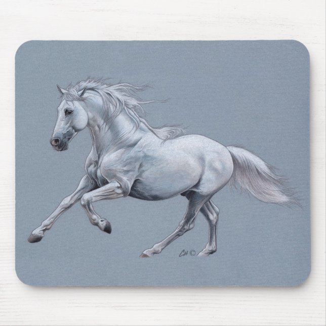 Tapis De Souris Cheval blanc Mousepad (Devant)