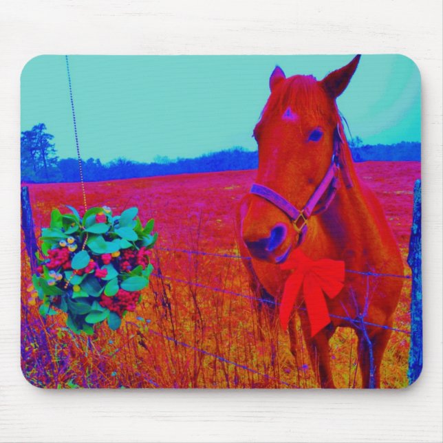Tapis De Souris Cheval Brown couleur Noël : ajouter le nom (Devant)