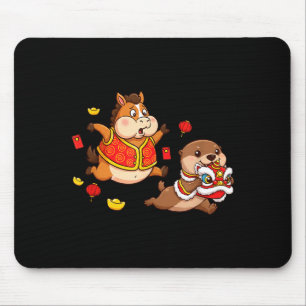 Tapis De Souris Cheval Chinois Loutre Drôle Enfants Hommes Femmes
