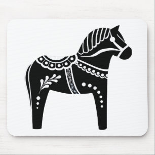 Tapis De Souris Cheval Dala noir/blanc folk, Folk Friesian