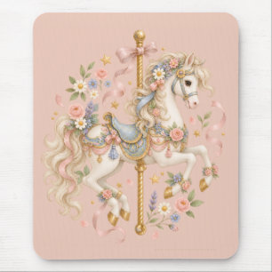 Tapis De Souris Cheval de carrousel élégant Conte de fées français