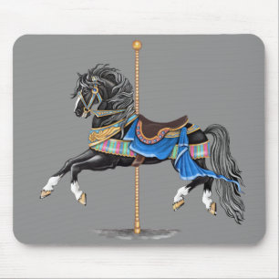 Tapis De Souris Cheval de Carrousel Noir