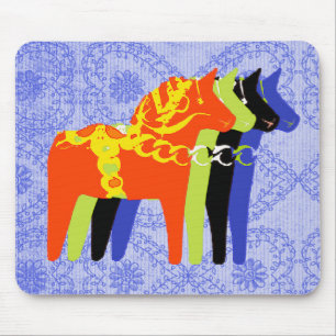Tapis De Souris Cheval de Dala avec l'arrière - plan folklorique