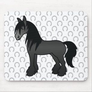 Tapis De Souris Cheval de dessin animé Black Gypsy Vanner Clydesda