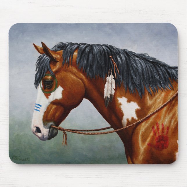 Tapis De Souris Cheval de guerre Pinto de la baie amérindienne (Devant)