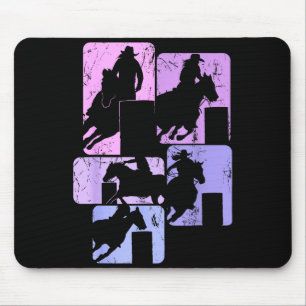 Tapis De Souris Cheval de rodéo de course de tonneau Cowgirl Femme