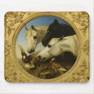 Tapis De Souris Cheval et colombe de chef d'oeuvre peignant des