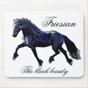 Tapis De Souris Cheval friésien, étalon, beauté noireMousepad