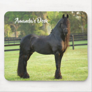 Tapis De Souris Cheval friésien Noir Personnalisé