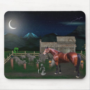 Tapis De Souris Cheval Halloween avec des amis Mousepad de goule