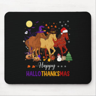 Tapis De Souris Cheval Halloween Thanksgiving Noël Joyeux Hallo