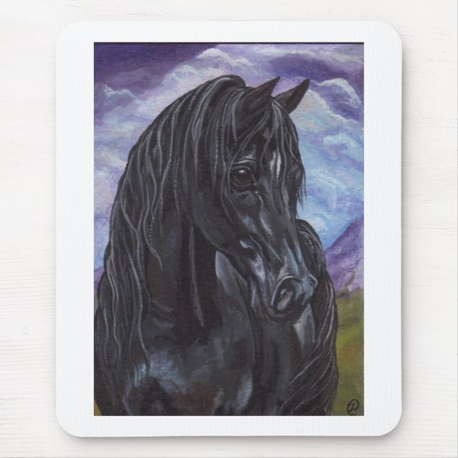 Tapis De Souris CHEVAL NOIR Mousepad d'ÉTALON (Devant)
