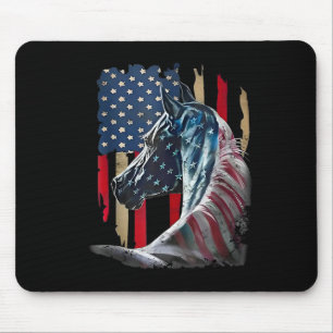 Tapis De Souris Cheval Patriotique Usa Drapeau Vintage Cheval 4 ju