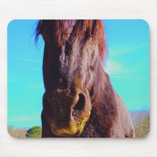 Tapis De Souris Cheval pourpre avec Bouche verte (Devant)