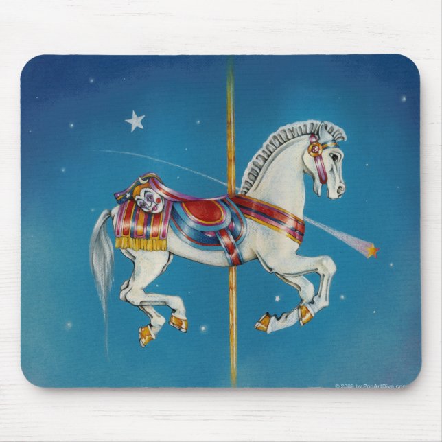 Tapis De Souris Cheval rouge, blanc et bleu de Mousepads - de (Devant)