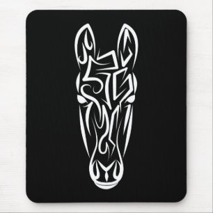 Tapis De Souris Cheval tribal noir et blanc