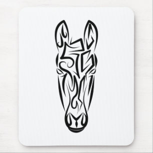 Tapis De Souris Cheval tribal noir et blanc