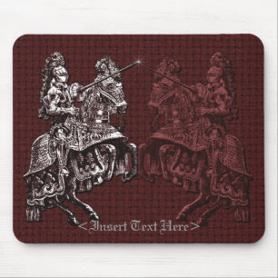 Tapis De Souris Chevalier médiéval Argent et Rouge Souris