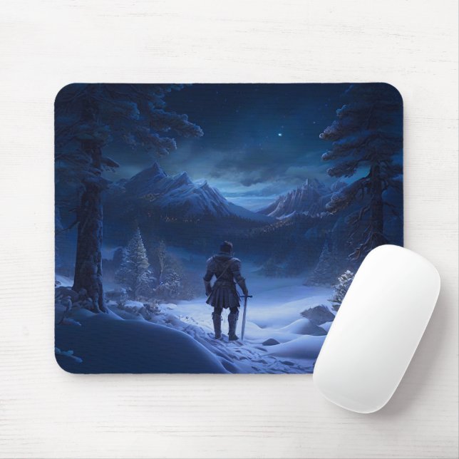 Tapis De Souris Chevalier Pensif de la Wonderland d'hiver (Avec souris)