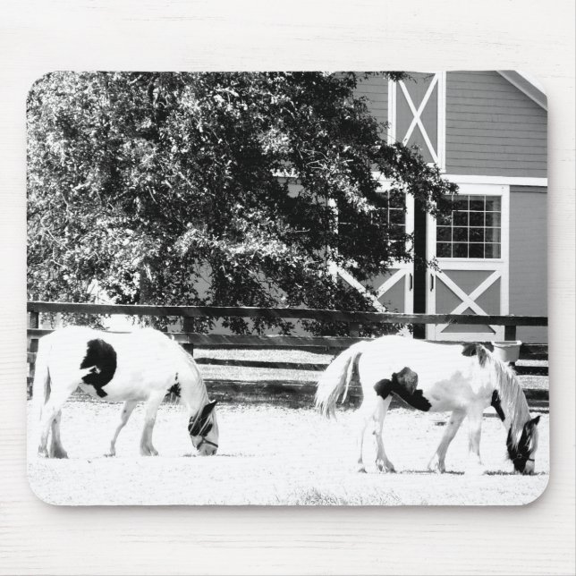 Tapis De Souris Chevaux de Clydesdale frôlant le mousep (noir et (Devant)