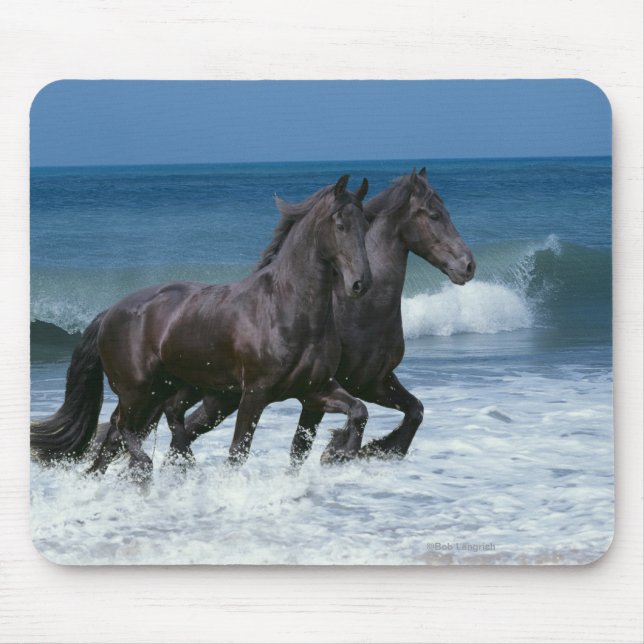 Tapis De Souris Chevaux d'imaginaire : Frisons et mer (Devant)