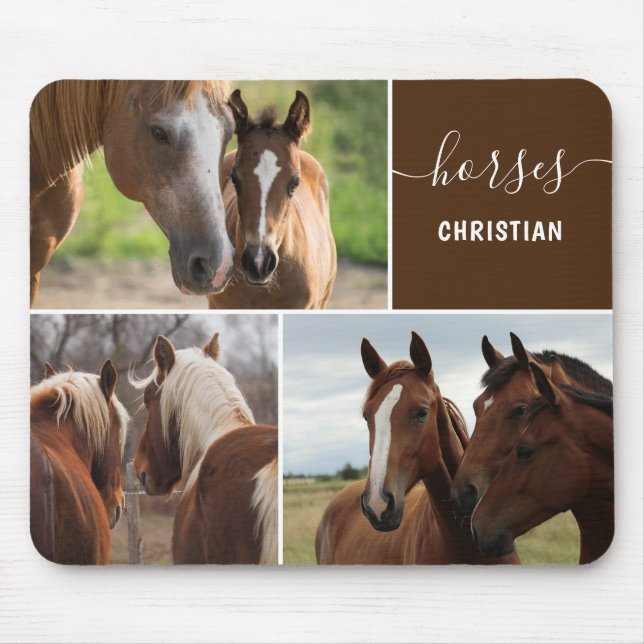 Tapis De Souris Chevaux Photo Collage personnalisé Souris (Devant)
