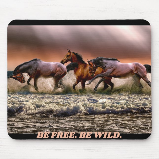 Tapis De Souris Chevaux sauvages - être libre, être sauvage (Devant)
