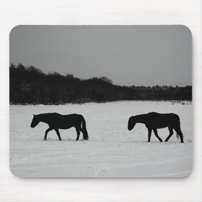 Tapis De Souris Chevaux sur la neige mpcn (Devant)