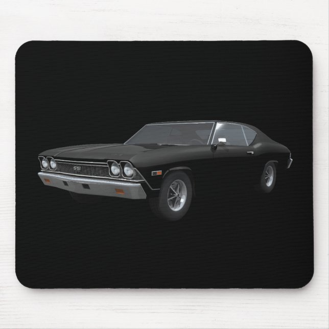 Tapis De Souris Chevelle 1968 solides solubles : Finition noire : (Devant)