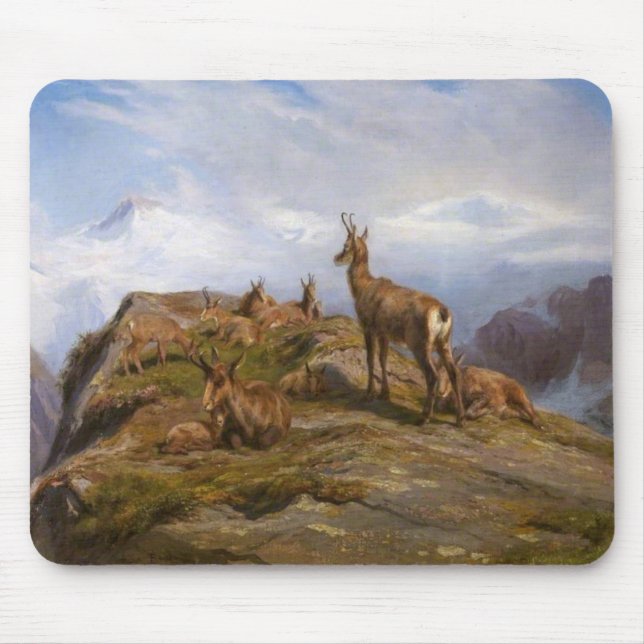 Tapis De Souris Chèvres chamois en montagne alpine (Rosa Bonheur) (Devant)