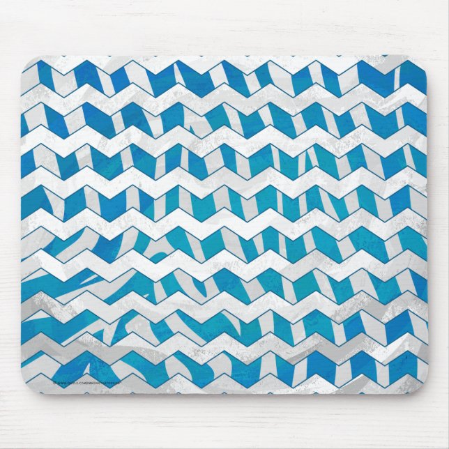 Tapis De Souris Chevron bleu et blanc Zebra (Devant)