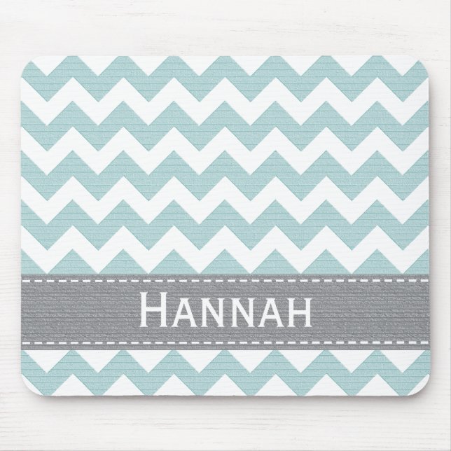 Tapis De Souris Chevron bleu et gris Mousepad rayé (Devant)