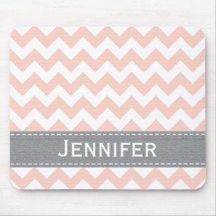 Tapis De Souris Chevron rose et gris Mousepad rayé