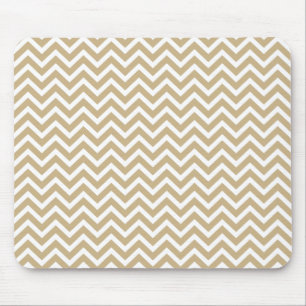 Tapis De Souris Chevron Wavy Stripes en or et blanc de Noël