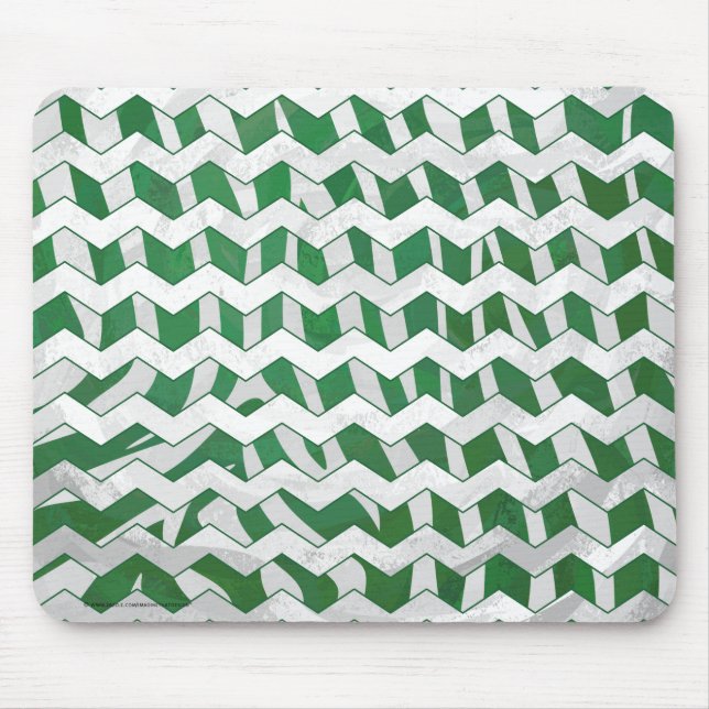Tapis De Souris Chevron Zebra Green et White Print (Devant)