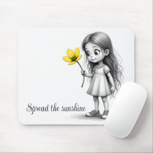 Tapis De Souris Chibi Petite Fille Avec Fleur