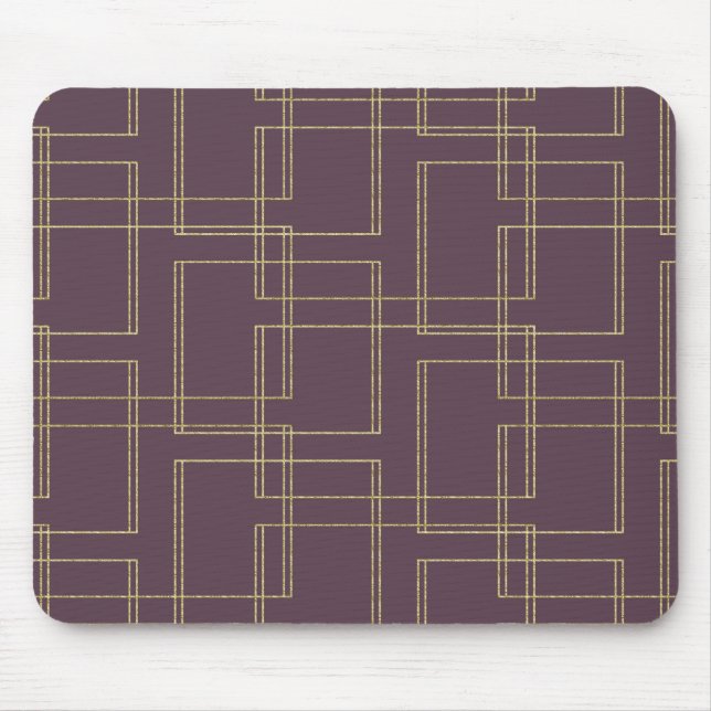 Tapis De Souris Chic Berry Mauve & Gold Glam géométrique (Devant)