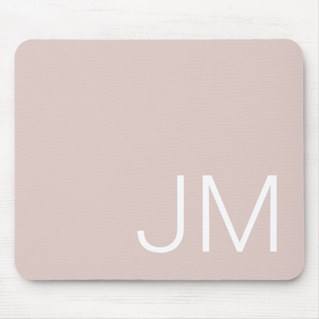 Tapis De Souris Chic Blush Rose Monogramme Paraphe Surdimensionné (Devant)