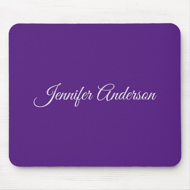Tapis De Souris Chic Calligraphie Elégant Royal Purple Personnalis (Devant)