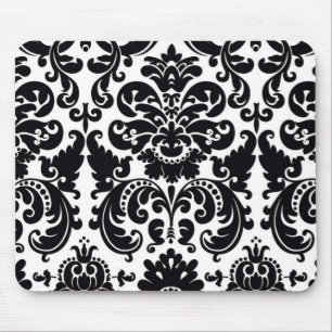 Tapis de souris chic élégant blanc noir