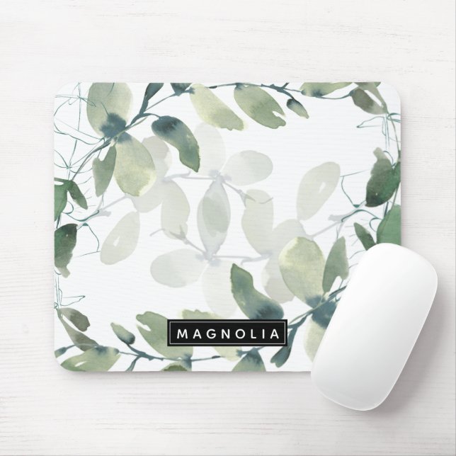 Tapis De Souris Chic Eucalyptus Monogramme (Avec souris)