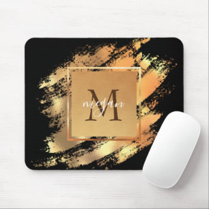 Tapis De Souris Chic Faux Or Glam Coup de Pinceau Monogrammé