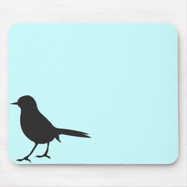 Tapis De Souris Chic girly bleu de moineau de silhouette moderne (Devant)
