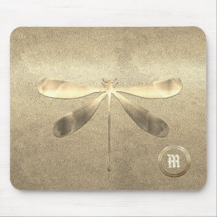 Tapis De Souris Chic Gold Dragonfly Monogrammé