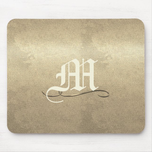Tapis De Souris Chic Gold Elegant Ajouter Monogramme (Devant)