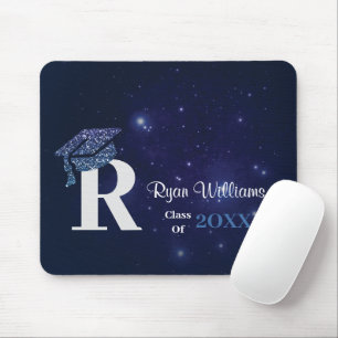 Tapis De Souris Chic Monogram Blue Parties scintillant Casquette f