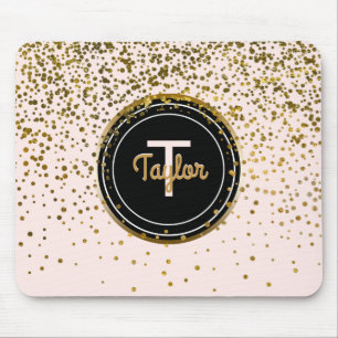 Tapis De Souris Chic rougissent le monogramme fascinant des points